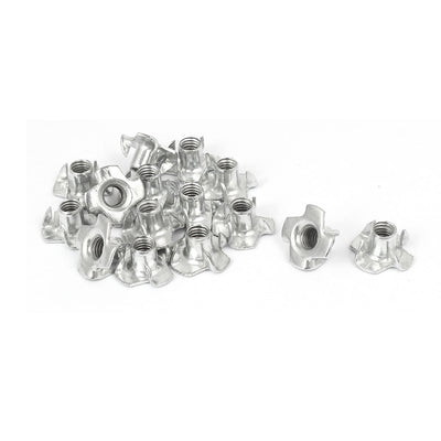 Harfington Uxcell Furniture M6 Thread 9mm Length Metal 4 Prong Tee Nuts Insert Connectors 15pcs