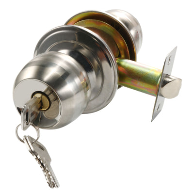 Harfington Uxcell Home Bedroom Door Stainless Steel Privacy Round Knob Lock Lockset w Keys