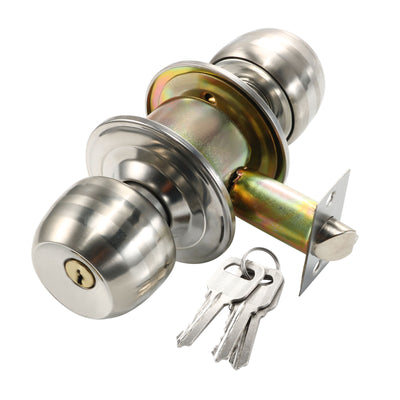 Harfington Uxcell Home Bedroom Door Stainless Steel Privacy Round Knob Lock Lockset w Keys