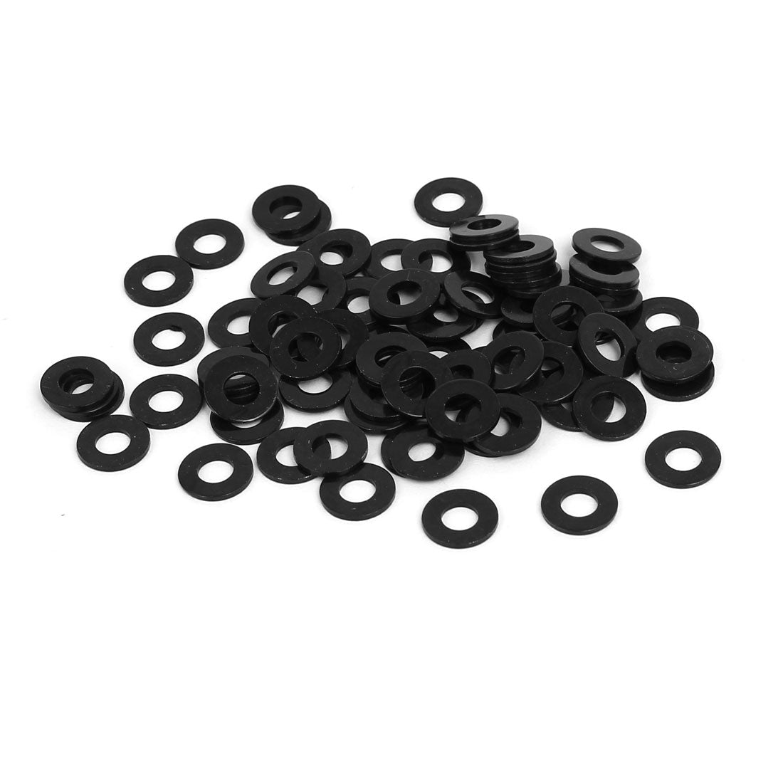 uxcell Uxcell M4 x 9mm x 0.8mm Black Zinc Plated Flat Washers Spacers Fastener 100PCS