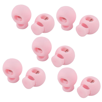 Harfington Uxcell Plastic Round Single Hole Toggle Stopper Cord String Lock Pink 10 Pcs