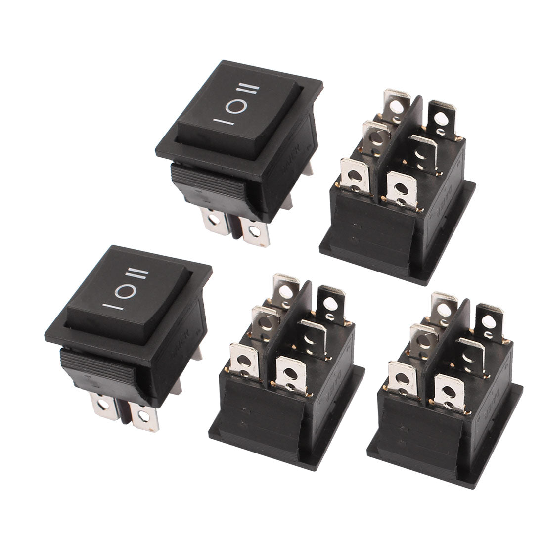 uxcell Uxcell 5 Pcs AC 250V/16A 125V/20A ON/OFF/ON DPDT 6 Pin Latching Rocker Switch