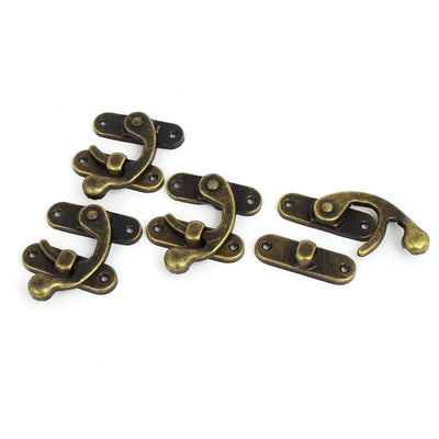Harfington Uxcell Suitcase Trunk Box Right Swing Arm Clasp Latches Toggle Hasp Bronze Tone 4PCS