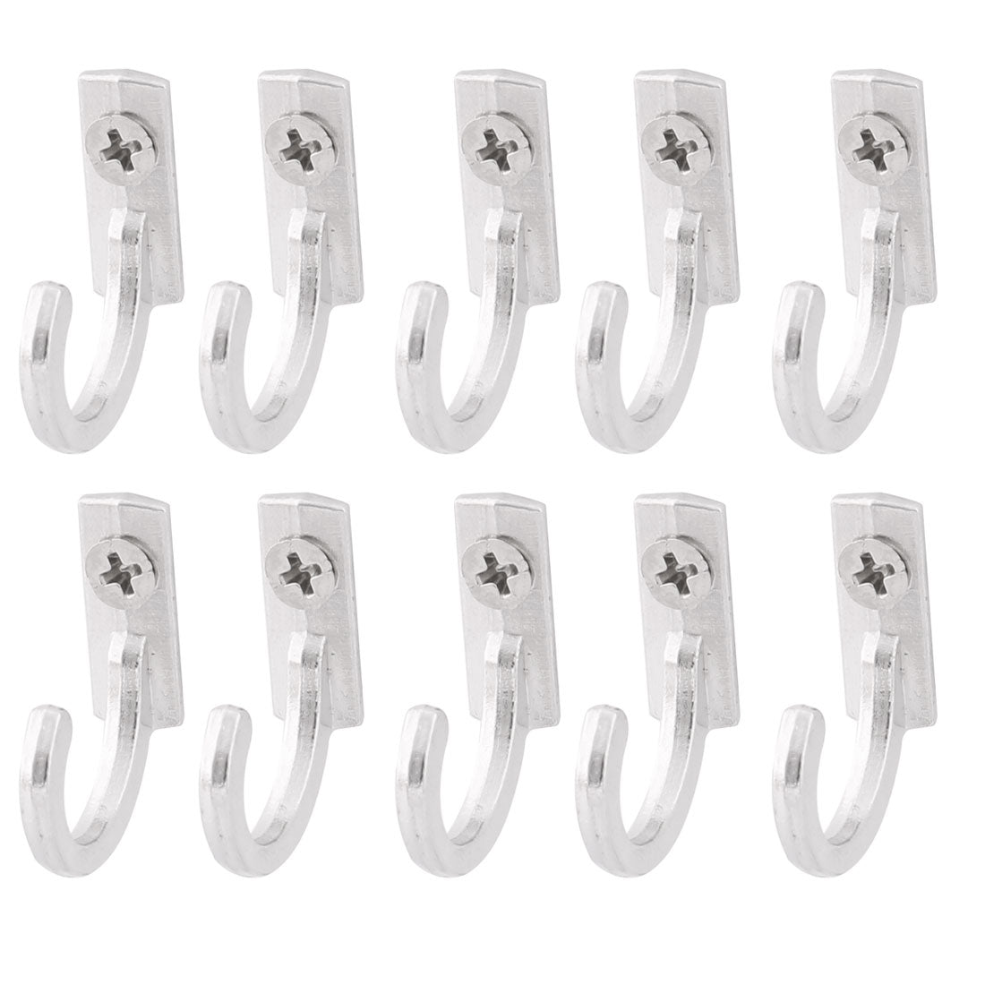 uxcell Uxcell Clothes Coat Metal Wall Mounted Single Storage Hook Hangers Silver Tone 10pcs