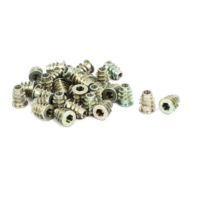 Harfington Uxcell M5x14mm Interface Hex Socket Threaded Insert Nuts 30pcs for Wood Furniture