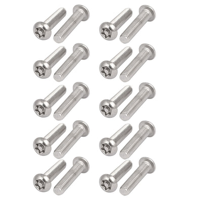 Harfington Uxcell M6x25mm 304 Stainless Steel Button Head Torx Security Tamper Proof Screws 20pcs