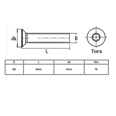 Harfington Uxcell Flat Head Torx Screws M2*5mm 304SUS 30pcs