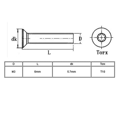 Harfington Uxcell Flat Head Torx Screws M3*6mm 304SUS 20pcs