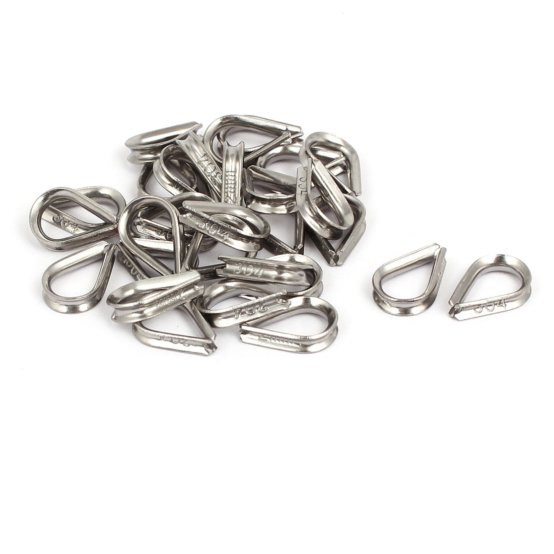 uxcell Uxcell 2mm Standard 304 Stainless Steel Wire Rope Cable Thimble Rigging Tool 30pcs