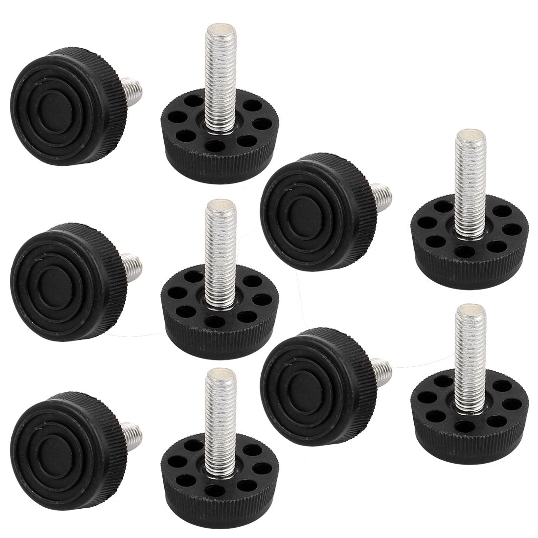uxcell Uxcell M8 x 28mm Furniture Table 8 Holes Base Adjustable Leg Leveling Foot Black 10pcs