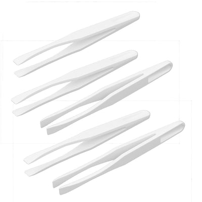 Harfington Uxcell Electronics Industry Plastic Flat Tip Anti-static Tweezers Hand Tool White 5pcs