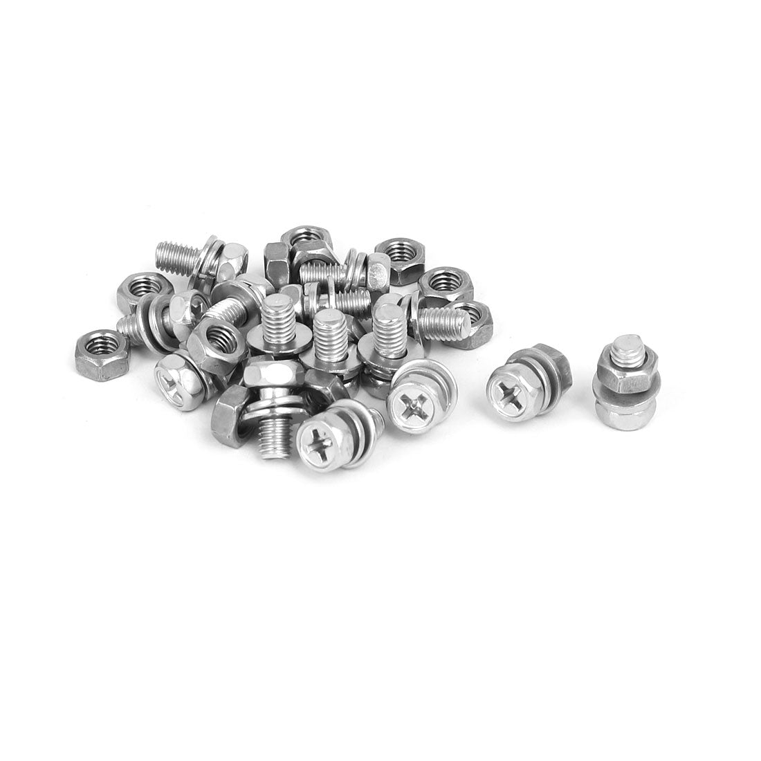 uxcell Uxcell M5 x 10mm 304 Stainless Steel Phillips Hex Head Bolts Nuts W Washers 15 Sets