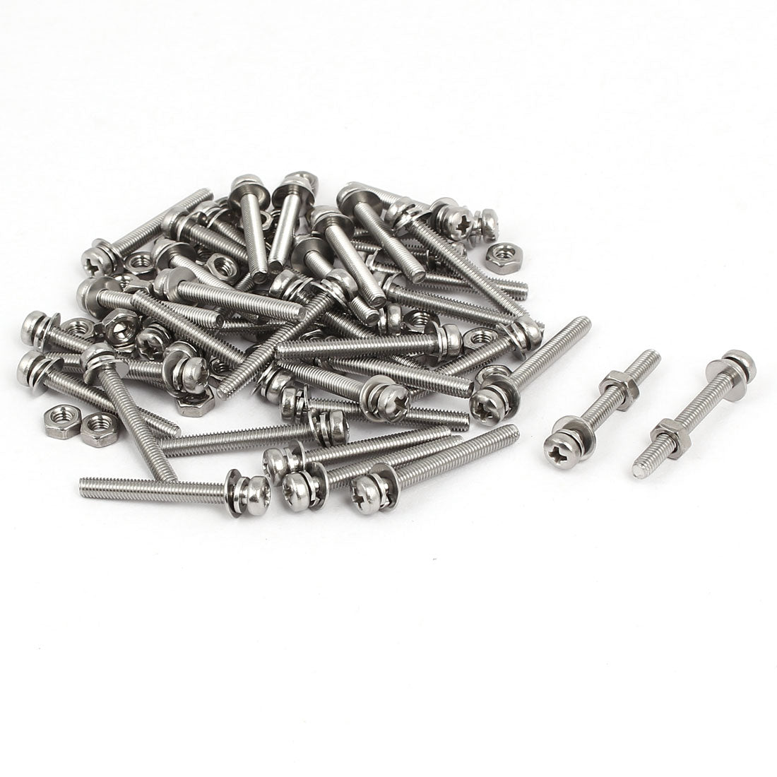 uxcell Uxcell M3 x 25mm 304 Stainless Steel Phillips Pan Head Screws Nuts w Washers 40 Sets