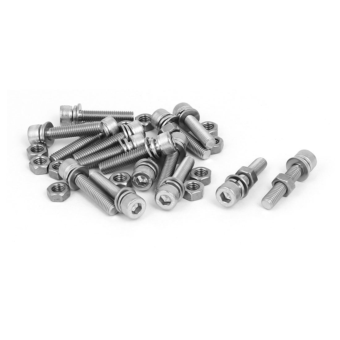 uxcell Uxcell M5 x 25mm 304 Stainless Steel Hex Socket Head Cap Screws Nuts w Washers 15 Sets