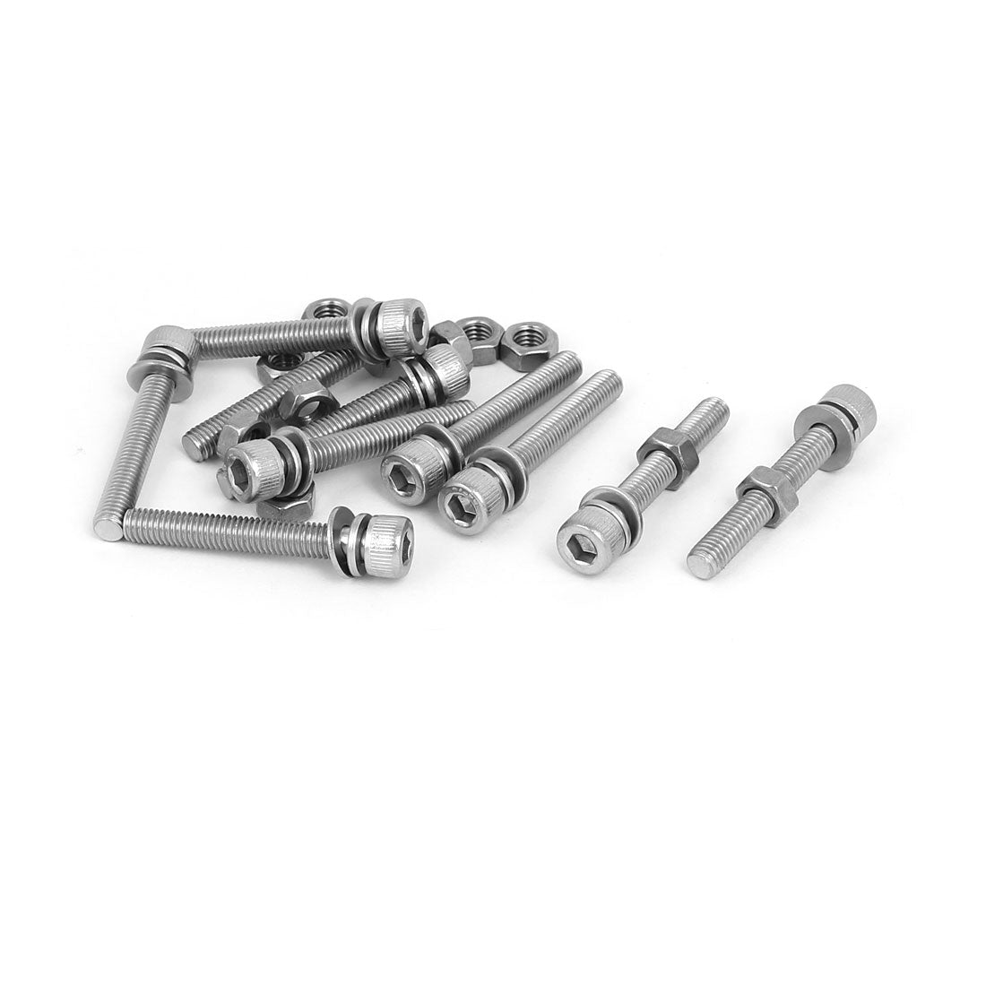 uxcell Uxcell M5 x 35mm 304 Stainless Steel Hex Socket Head Cap Screws Nuts w Washers 10 Sets