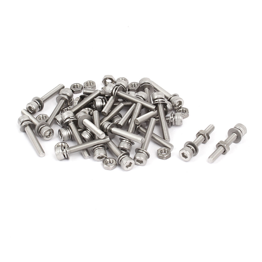 uxcell Uxcell M3 x 20mm 304 Stainless Steel Hex Socket Head Cap Screws Nuts w Washers 30 Sets
