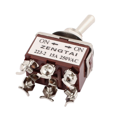 Harfington Uxcell 5 Pcs AC 250V 15A 6 Terminal ON-ON 2 Position DPDT Latch Toggle Switch