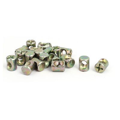 Harfington Uxcell M6 x 12mm Cross Dowel Slotted Barrel Nuts 20PCS for Furniture Chair