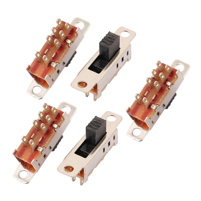 Harfington Uxcell 5Pcs 3 Position 8P DPDT Panel Mount Micro Slide Switch Latching Toggle Switch