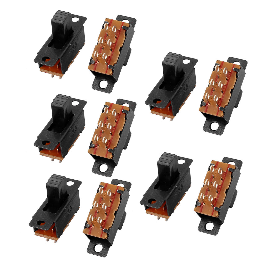 uxcell Uxcell 10pcs DPDT 2 Position 6 Terminals Panel Mount Horizontal Slide Switch