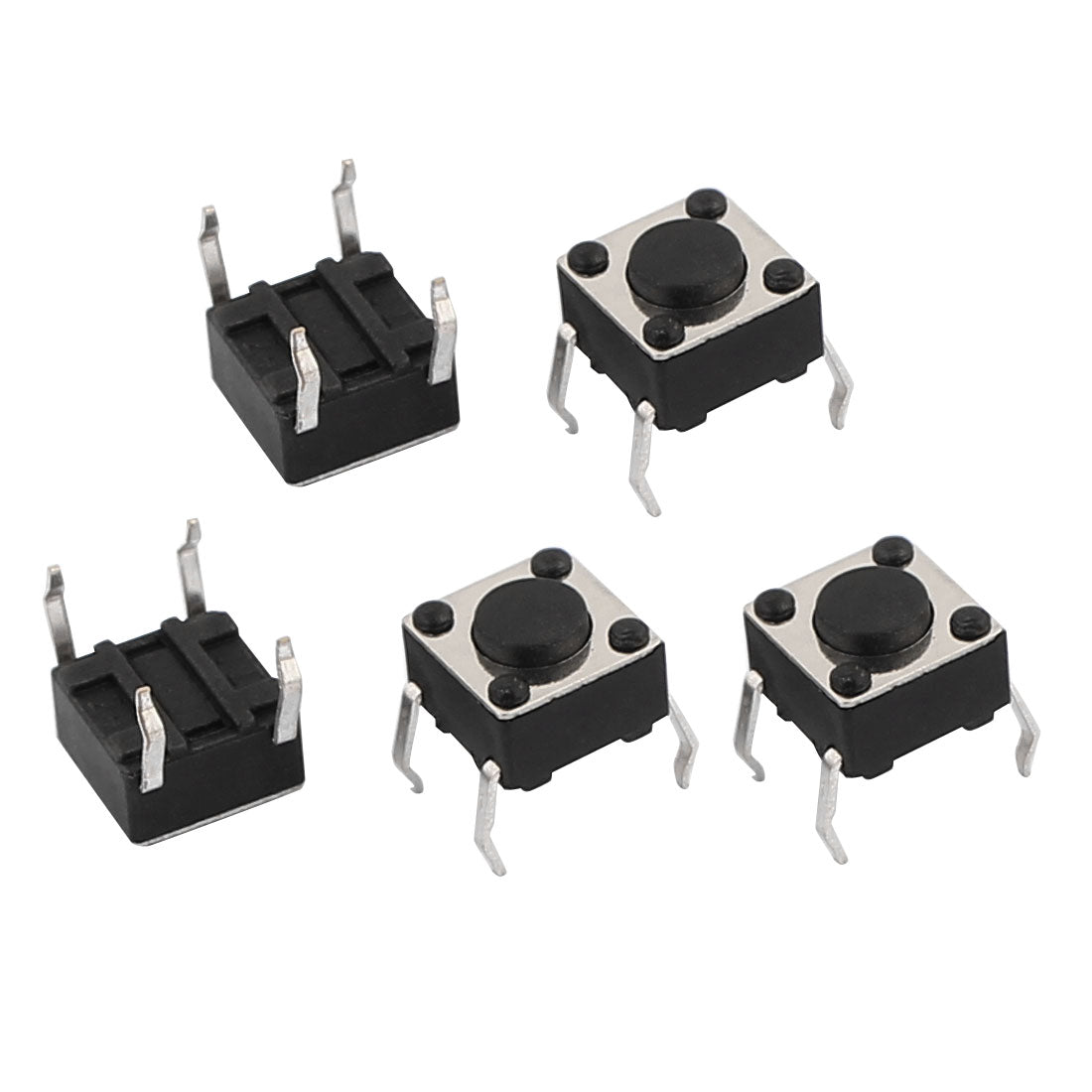 uxcell Uxcell 5Pcs 6mmx6mmx4.3mm Panel PCB Momentary Tactile Tact Push Button Switch 4 Terminal DIP