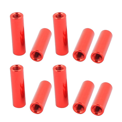Harfington Uxcell 10 Pcs M3 x 16mm Round Aluminum Column Alloy Standoff Spacer Stud Fastener for Quadcopter Red