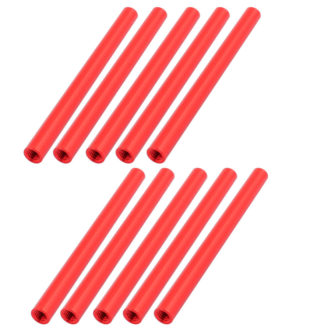 uxcell Uxcell 10 Pcs M3 x 60mm Round Aluminum Column Alloy Standoff Spacer Stud Fastener for Quadcopter Red