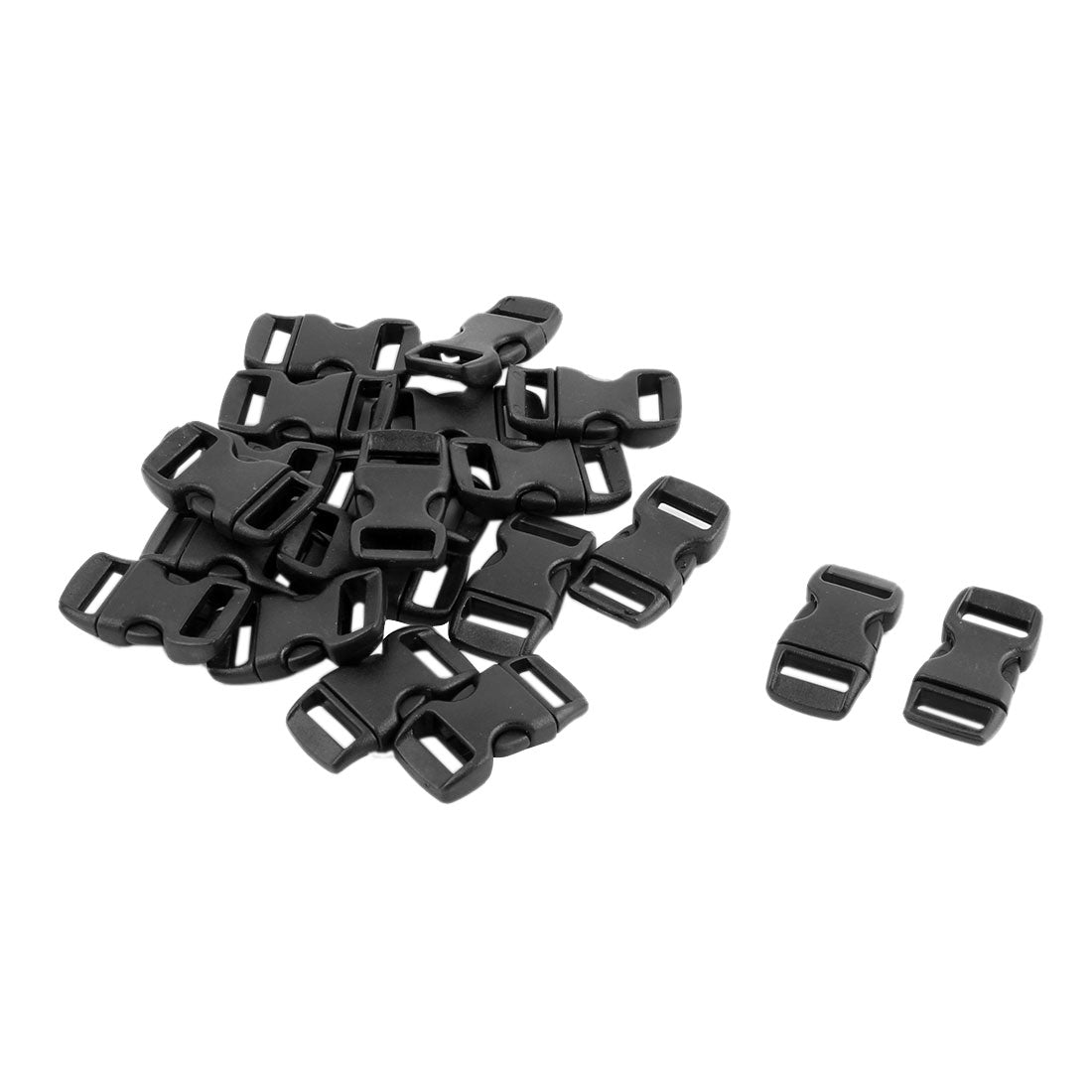 uxcell Uxcell Plastic Side Quick Release Clasp Buckles Webbing Strap Black 11mm Width 20pcs