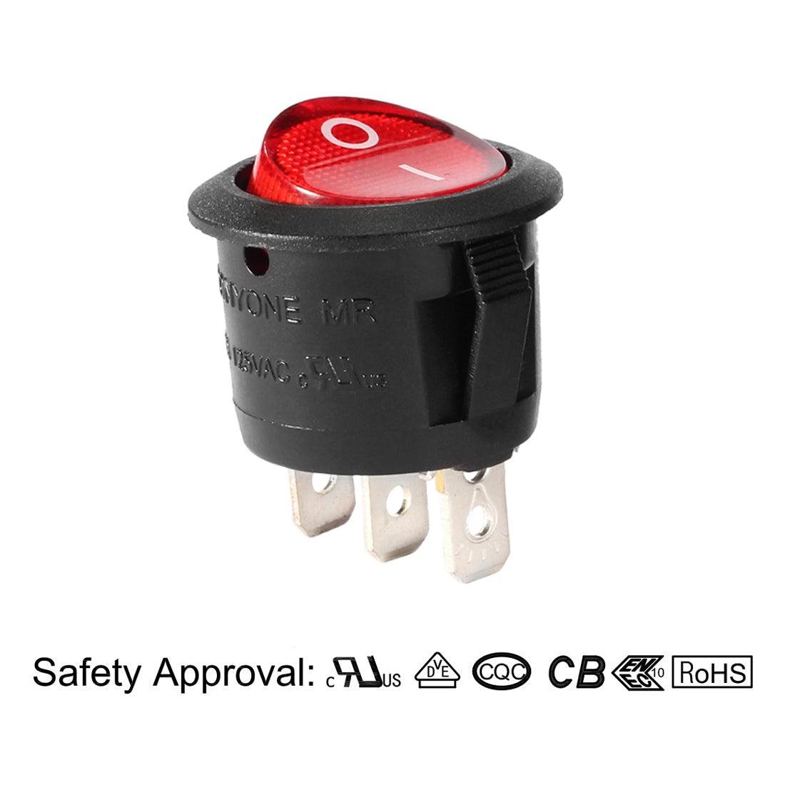uxcell Uxcell Red Lamp 3 Terminal SPST 2 Position I/O Round Button Rocker Switch