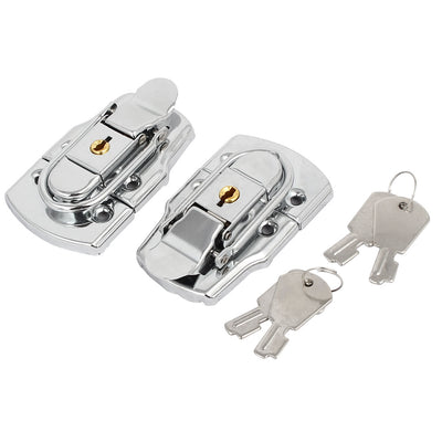 Harfington Uxcell Toolbox Case Metal Box Toggle Latches Hasps Keyed Locks Silver Tone 77x45x15mm 2pcs