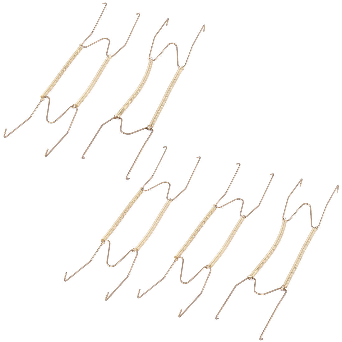 uxcell Uxcell Home Metal W Shaped Spring Loaded Double Hooks Plate Hanger Gold Tone 22.7 x 6.7cm 5pcs