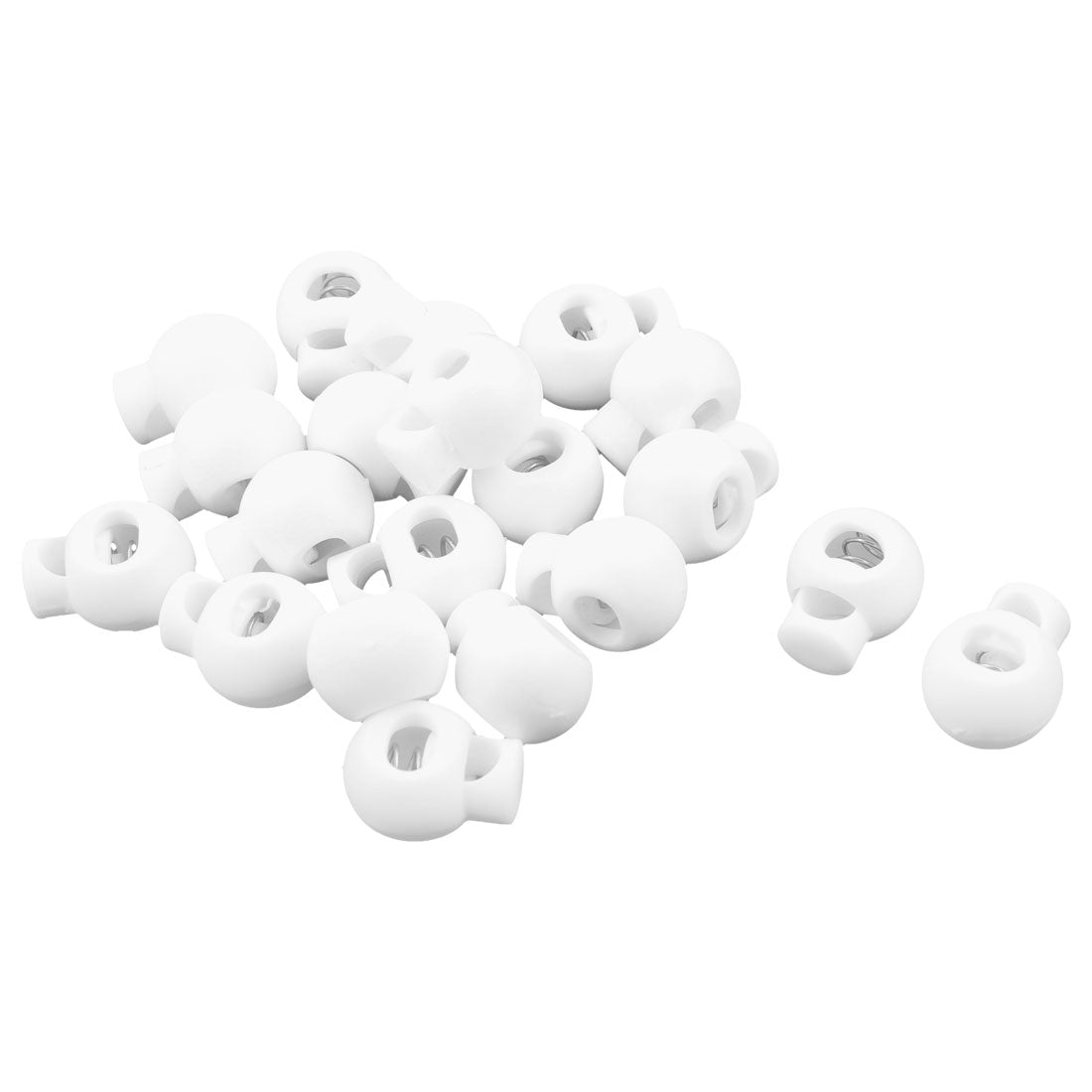 uxcell Uxcell Plastic Single Hole Design Toggle Stopper Cord Adjustive Lock White 20 PCS