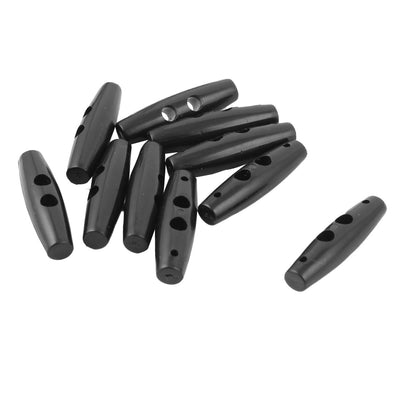 Harfington Uxcell Plastic 2 Holes Scrapbooking Sewing Toggle Buttons Adjustive Lock Black 10pcs