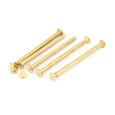 Harfington Uxcell M5x80mm Binding Screw Post Gold Tone 5pcs for Photo Albums Scrapbook