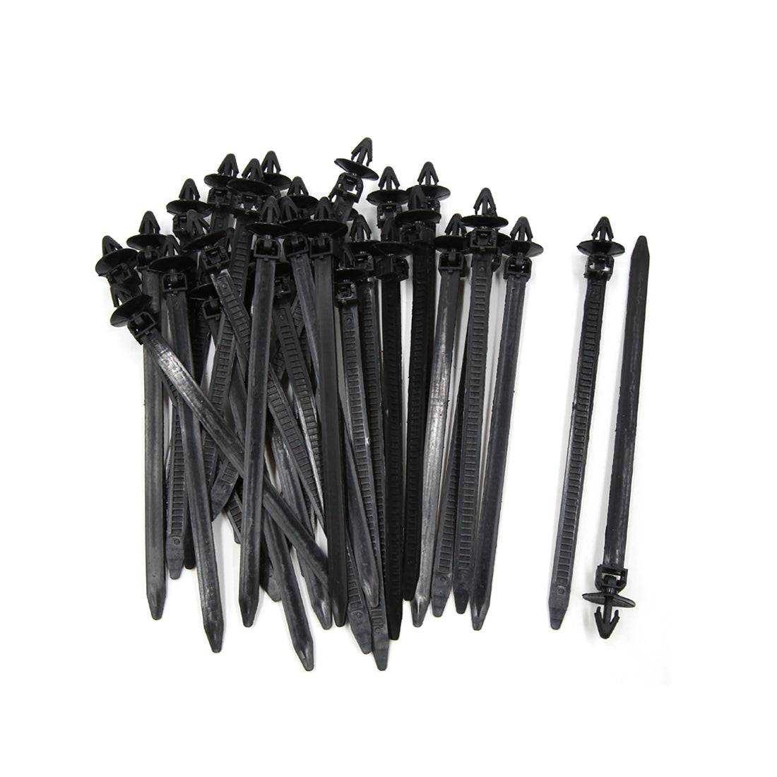 uxcell Uxcell 30Pcs 8mm x 175mm Adjustable Plastic Push Mount Loop Cable Ties Zip Wire Fastener Black