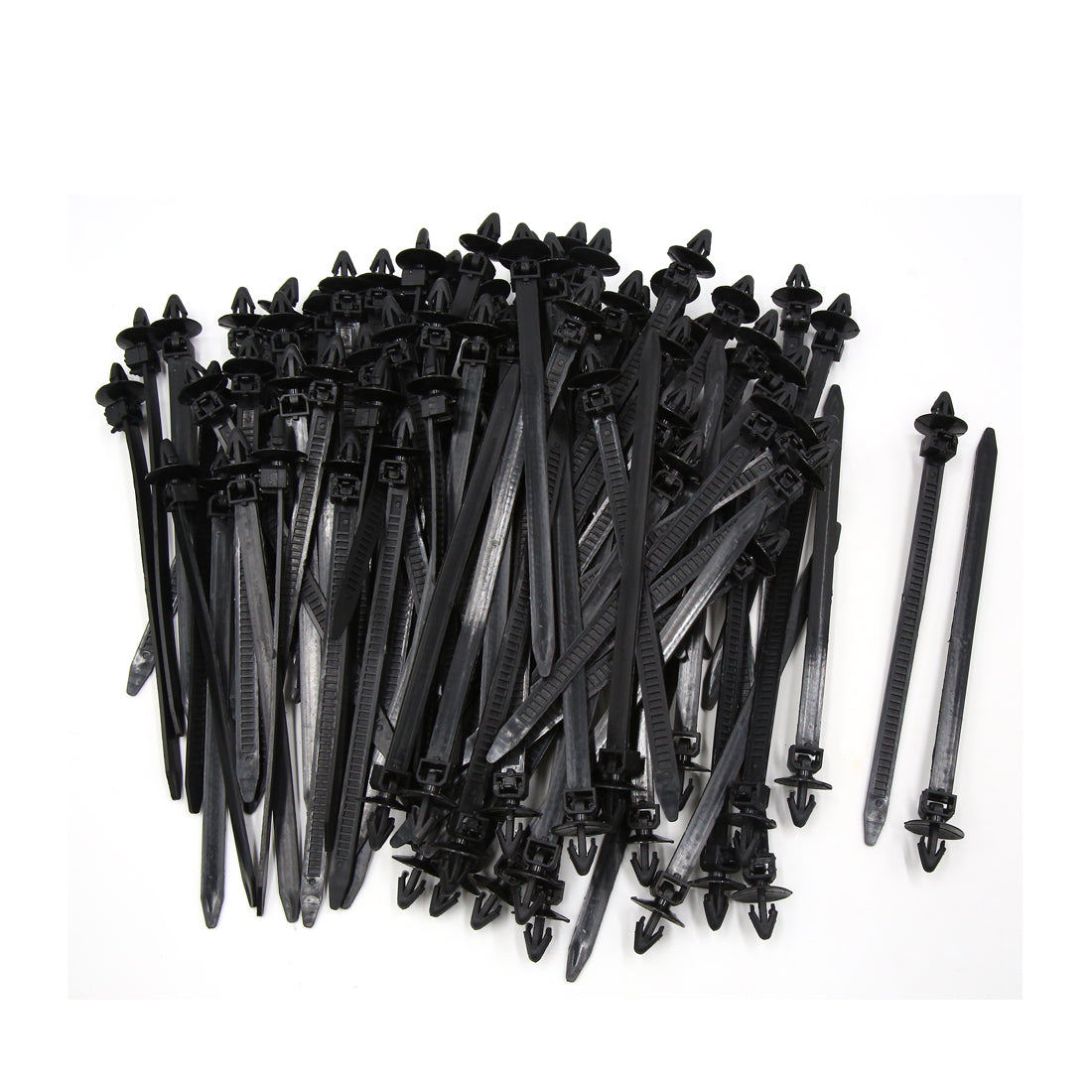 uxcell Uxcell 100Pcs 8mm x 175mm Adjustable Plastic Push Mount Loop Cable Ties Zip Wire Fastener Black