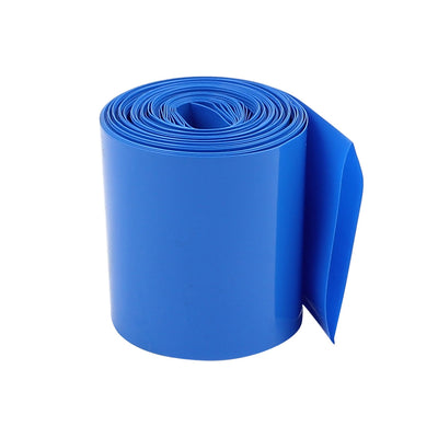 Harfington Uxcell 55mm Flat Width 10M Length PVC Heat Shrink Tube Blue for 18650 Batteries