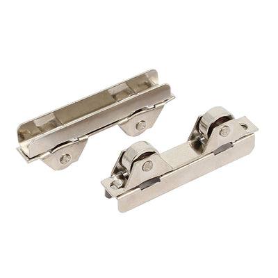 Harfington Uxcell 6mm Width Groove Metal Sliding Rollers Clamp Wheels Pulleys Silver Tone 2pcs