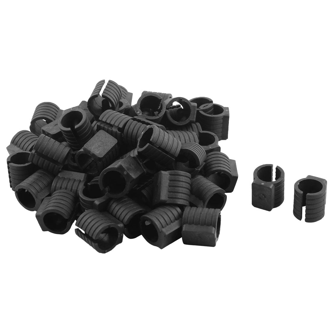 uxcell Uxcell Plastic U-Shaped Chair Pipe Foot Clamp Pads Floor Glides Caps Black 16mm Fit Dia 50pcs