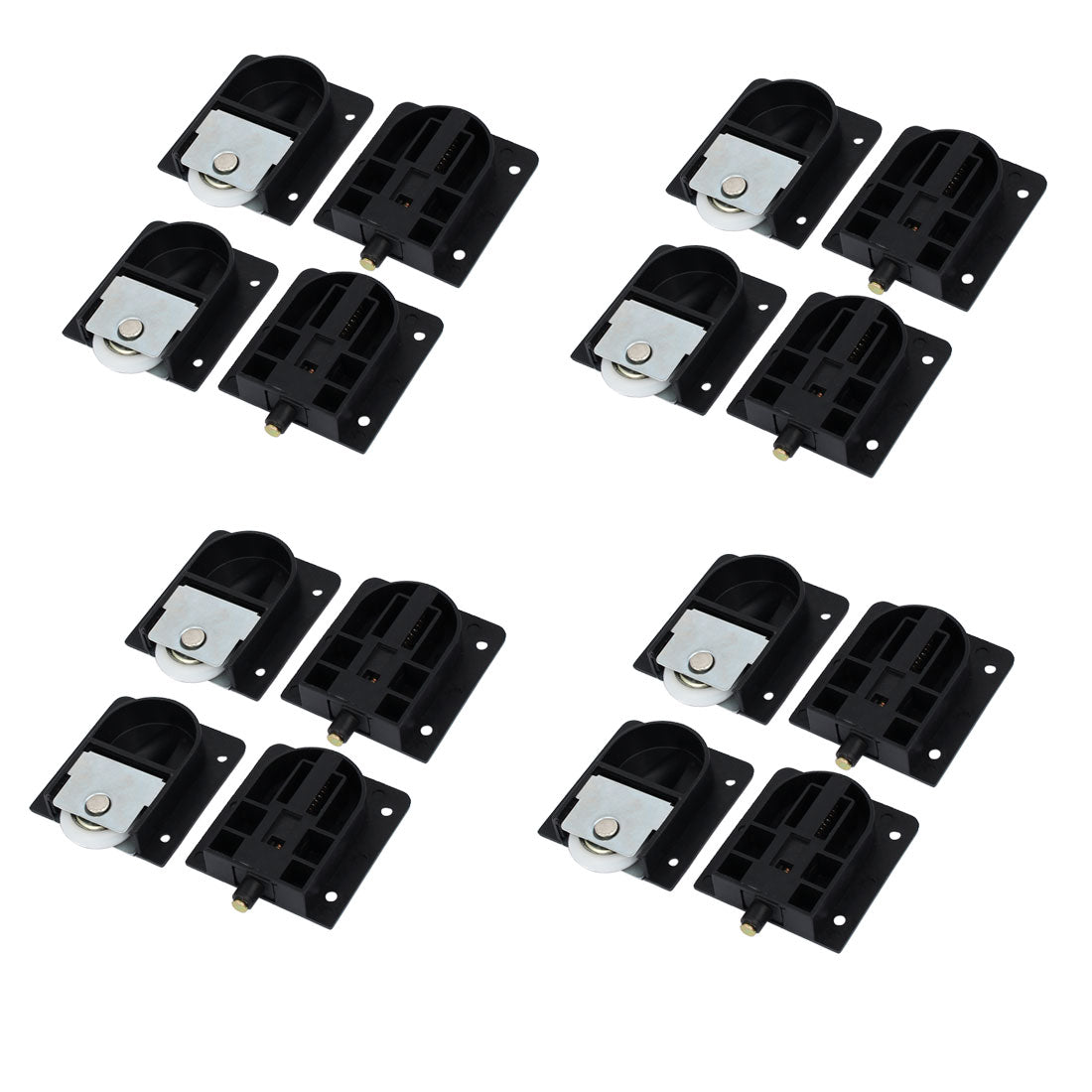 uxcell Uxcell Chest Wardrobe Rectangle Plate Component Sliding Roller Black 8 Sets