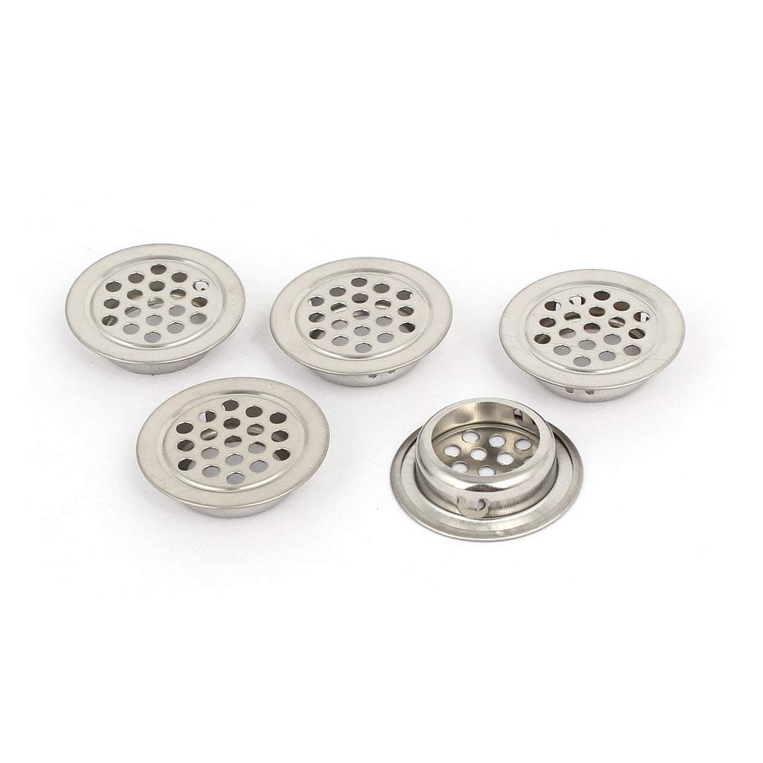 uxcell Uxcell 25mm Bottom Dia Stainless Steel Round Shaped Mesh Hole Air Vent Louver 5pcs