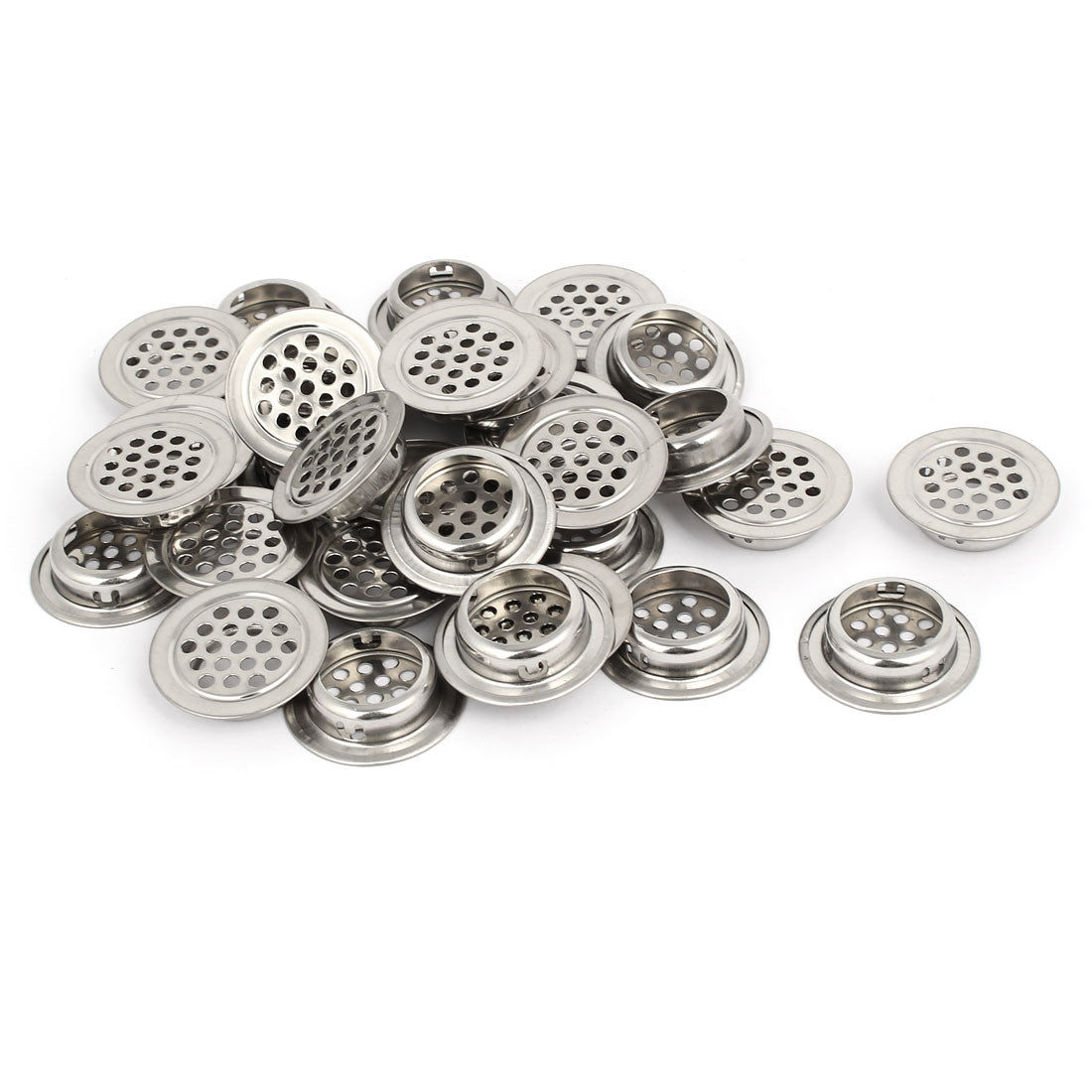 uxcell Uxcell 25mm Bottom Dia Stainless Steel Round Shaped Mesh Hole Air Vent Louver 30pcs