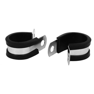 Harfington Uxcell 20mm Dia EPDM Rubber Lined P Clips Cable Hose Pipe Clamps Holder 2pcs