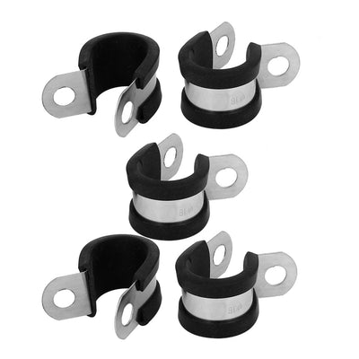 Harfington Uxcell 18mm Dia EPDM Rubber Lined P Clips Water Pipe Tube Clamps Holder 5pcs