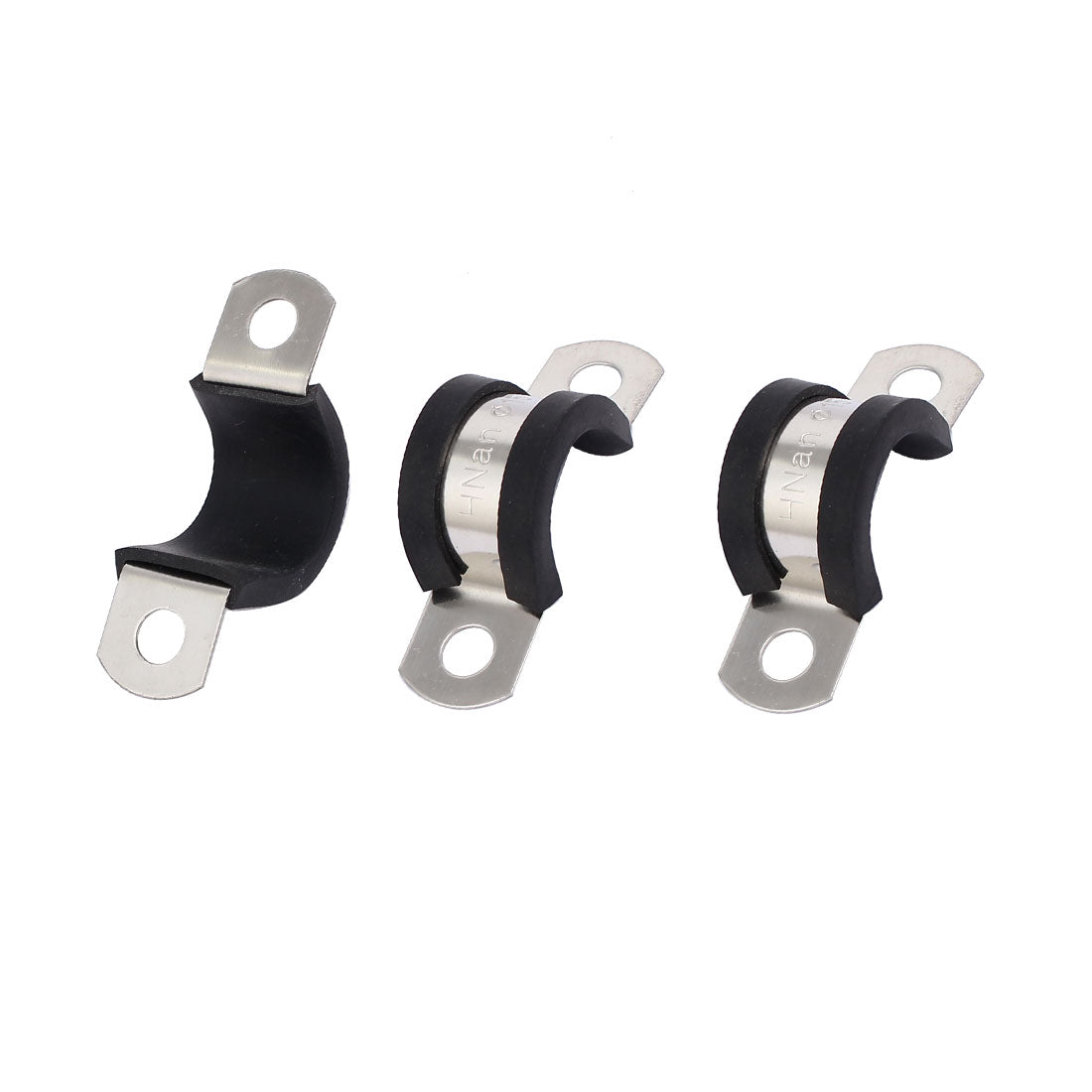uxcell Uxcell 15mm Dia EPDM Rubber Lined U Shaped Pipe Tube Wire Clamps Clips 3pcs