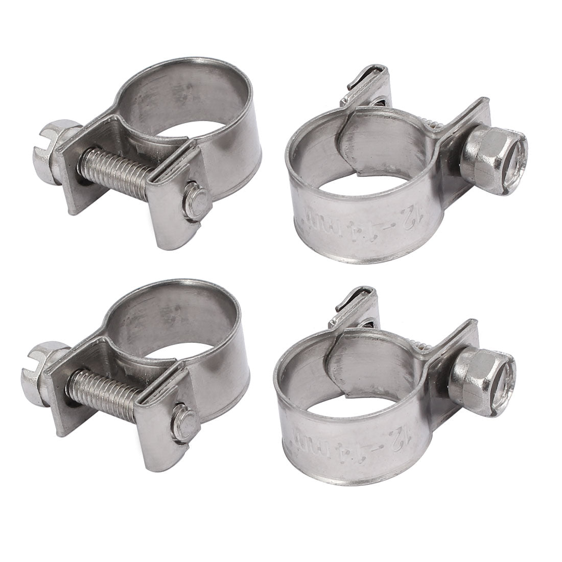 uxcell Uxcell 12mm-14mm 304 Stainless Steel Screw Mounted Adjustable Pipe Hose Clamps 4pcs