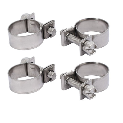 Harfington Uxcell 15mm-17mm 304 Stainless Steel Screw Mounted Adjustable Pipe Hose Clamps 4pcs