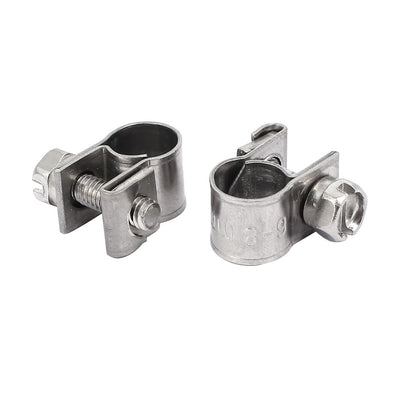 Harfington Uxcell 6mm-8mm 304 Stainless Steel Screw Mounted Adjustable Pipe Hose Clamps 2pcs