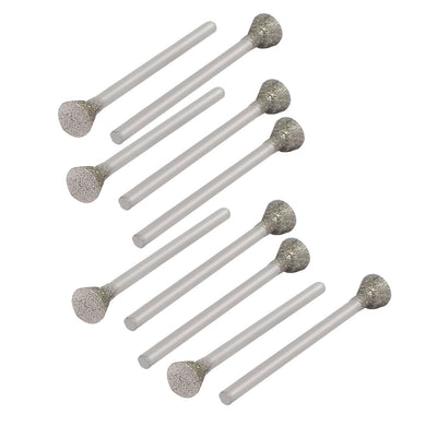 Harfington Uxcell 2.35mmx6mm Diamond Coated Inverted Cone Mounted Points Grinding Bits 10pcs