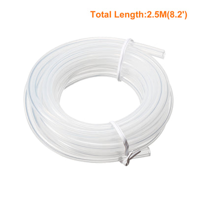 Harfington Uxcell Silicone Tube 2mm ID X 3mm OD 8.2' Flexible Silicone Rubber Tubing Water Air Hose Pipe Transparent for Pump Transfer
